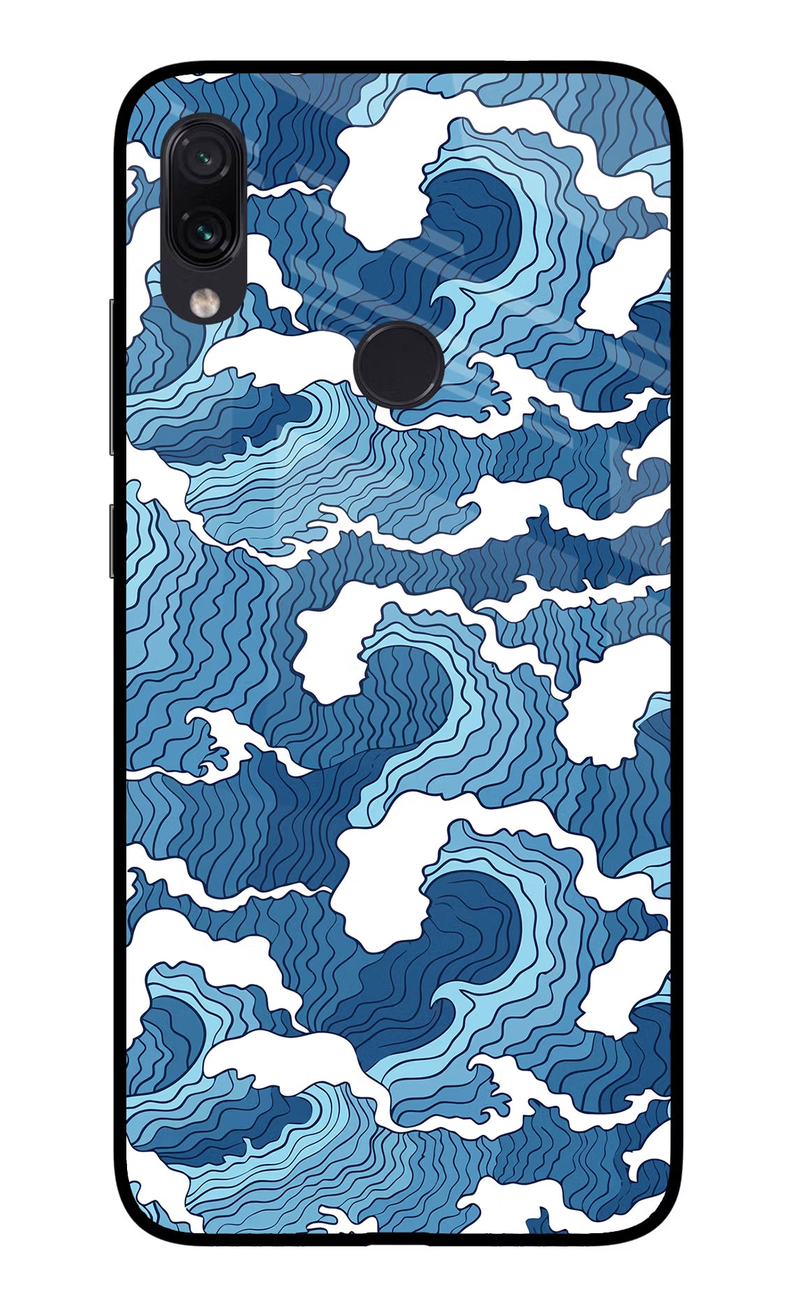 Blue Waves Redmi Note 7/7S/7 Pro Glass Case Back Cover by Casekaro