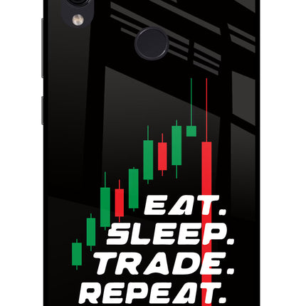 Eat Sleep Trade Repeat Redmi Note 7/7S/7 Pro Glass Case Back Cover by Casekaro