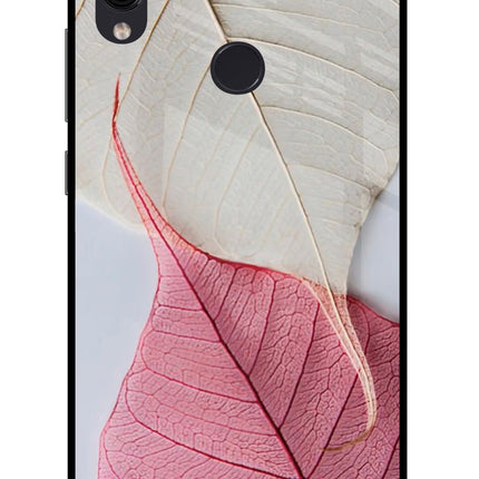 White Pink Leaf Redmi Note 7/7S/7 Pro Glass Case Back Cover by Casekaro