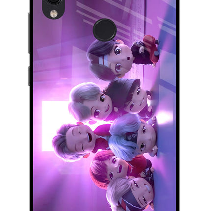 BTS Chibi Redmi Note 7/7S/7 Pro Glass Case Back Cover by Casekaro