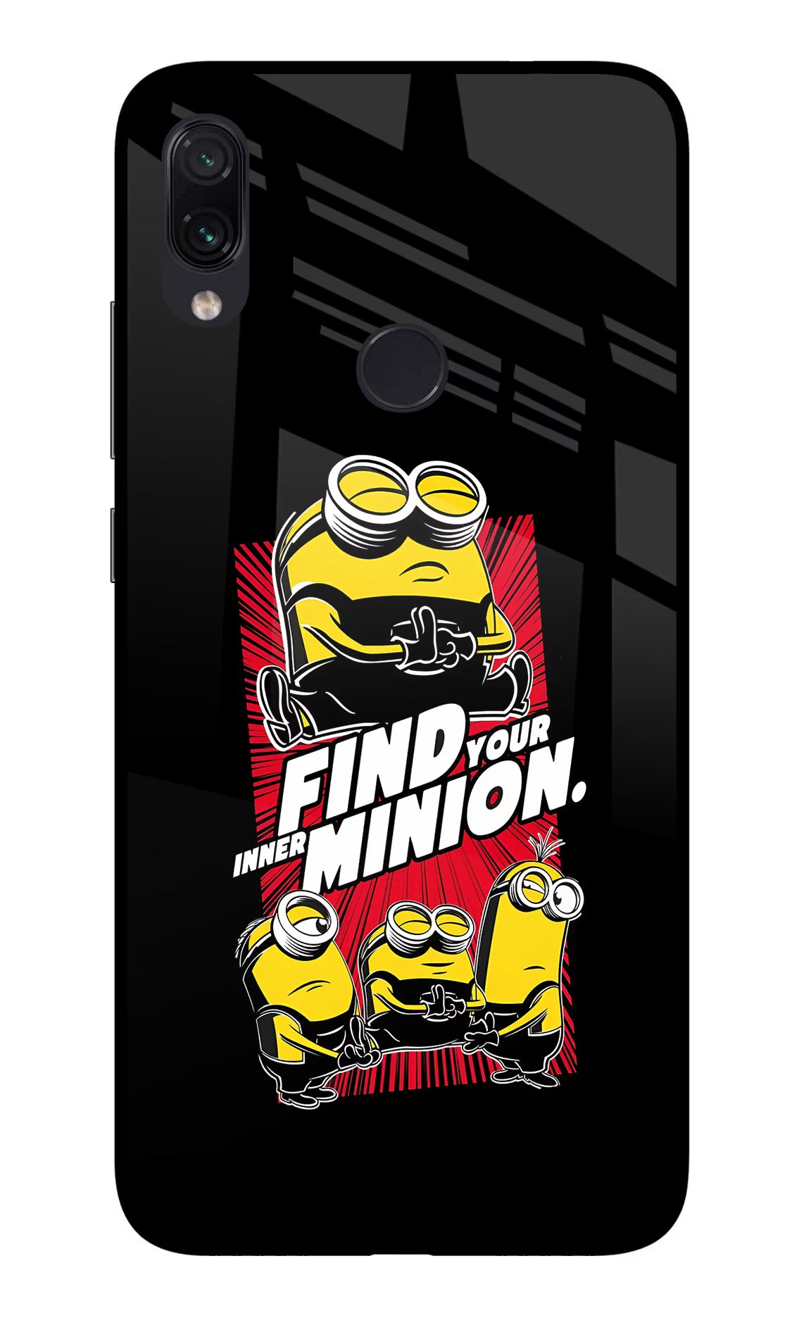 Find your inner Minion Redmi Note 7/7S/7 Pro Glass Case Back Cover by Casekaro