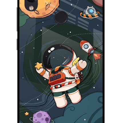 Cartoon Astronaut Redmi Note 7/7S/7 Pro Glass Case Back Cover by Casekaro