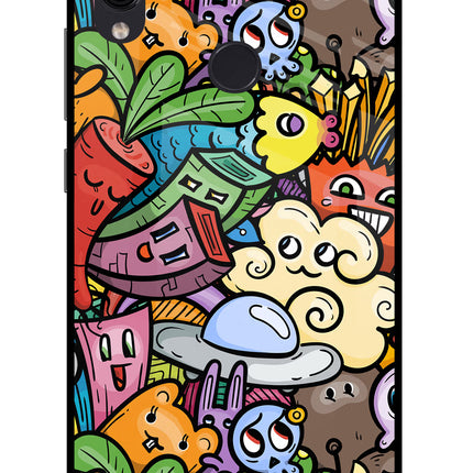 Veggie Doodle Redmi Note 7/7S/7 Pro Glass Case Back Cover by Casekaro