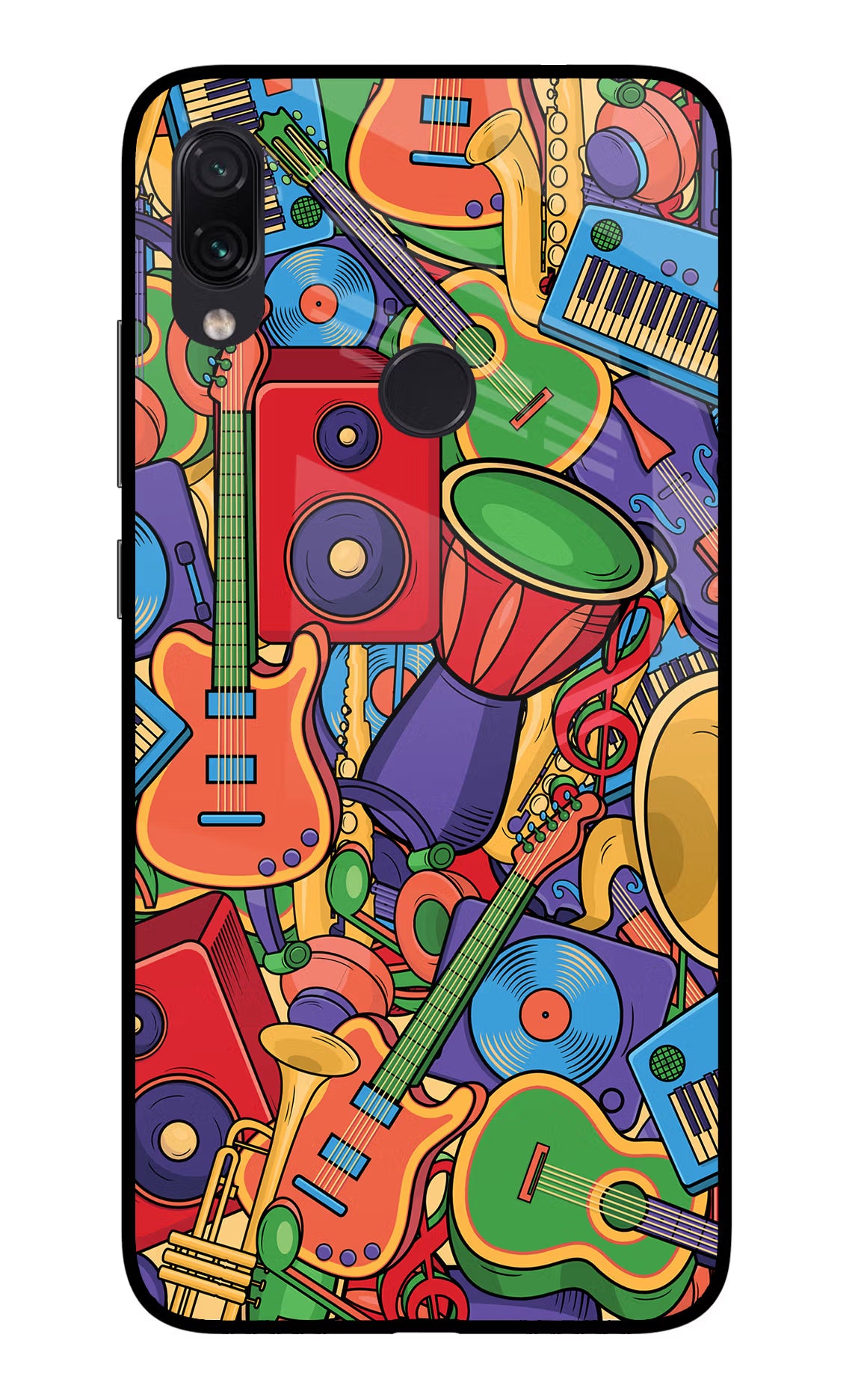 Music Instrument Doodle Redmi Note 7/7S/7 Pro Glass Case Back Cover by Casekaro