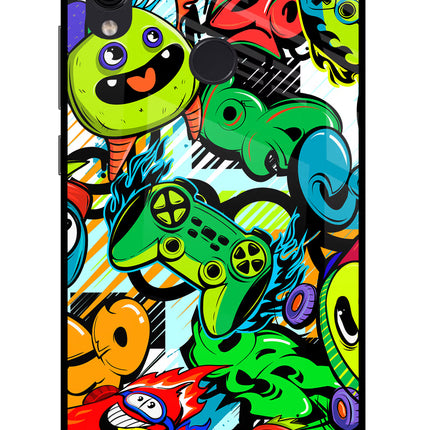 Game Doodle Redmi Note 7/7S/7 Pro Glass Case Back Cover by Casekaro