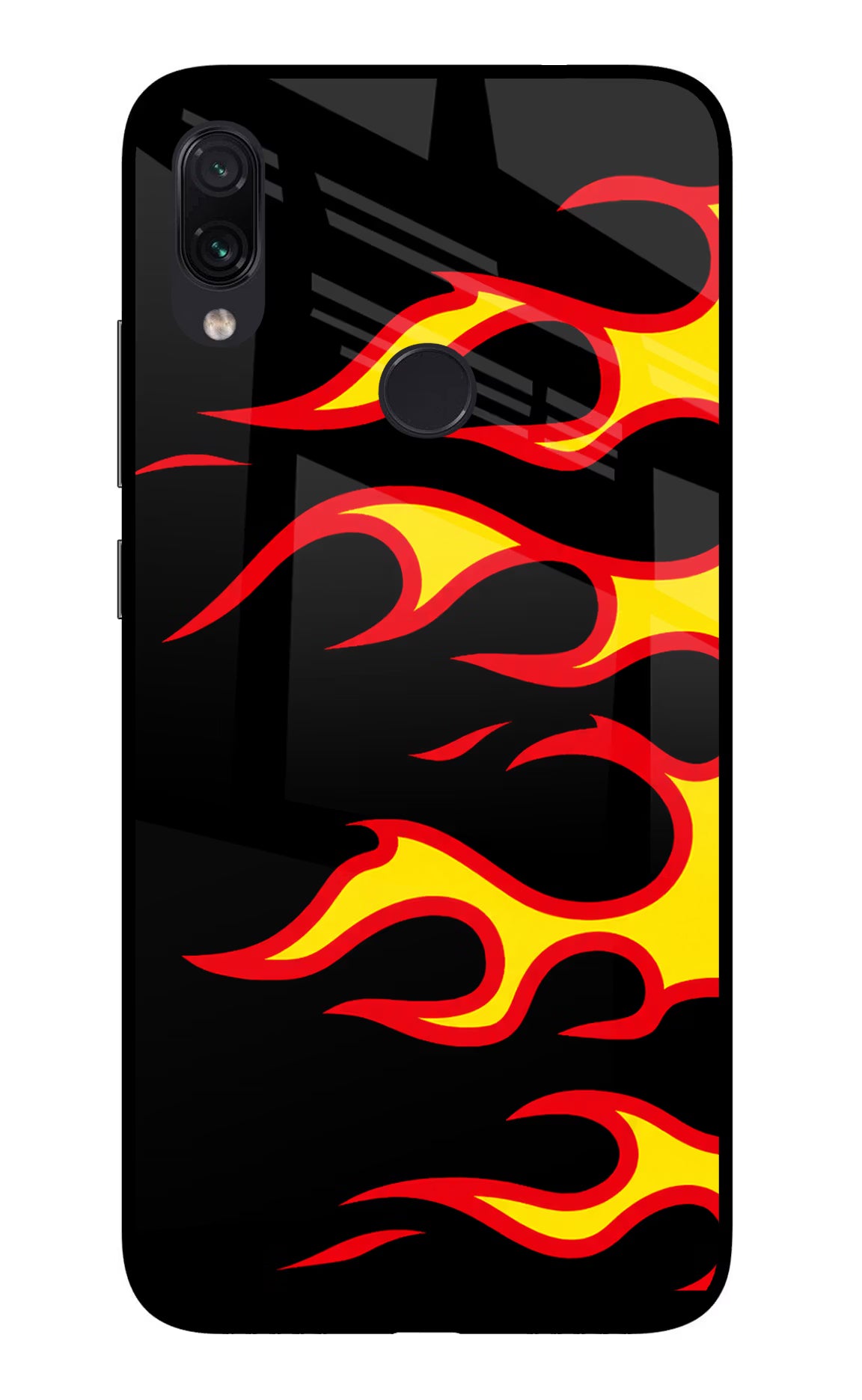 Side Sweep Flames Redmi Note 7/7S/7 Pro Glass Case
