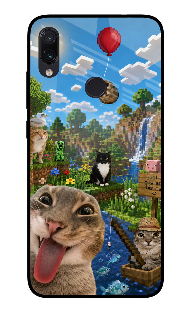 Minecraft Cat Chaos Redmi Note 7/7S/7 Pro Glass Case Back Cover by Casekaro
