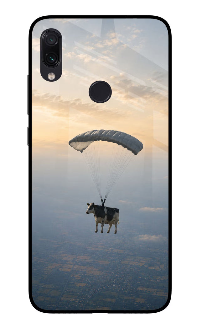 Skydiving Cow Redmi Note 7/7S/7 Pro Glass Case Back Cover by Casekaro