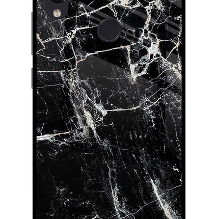 Black Marble Texture Redmi Note 7 Pro Glass Case Back Cover by Casekaro