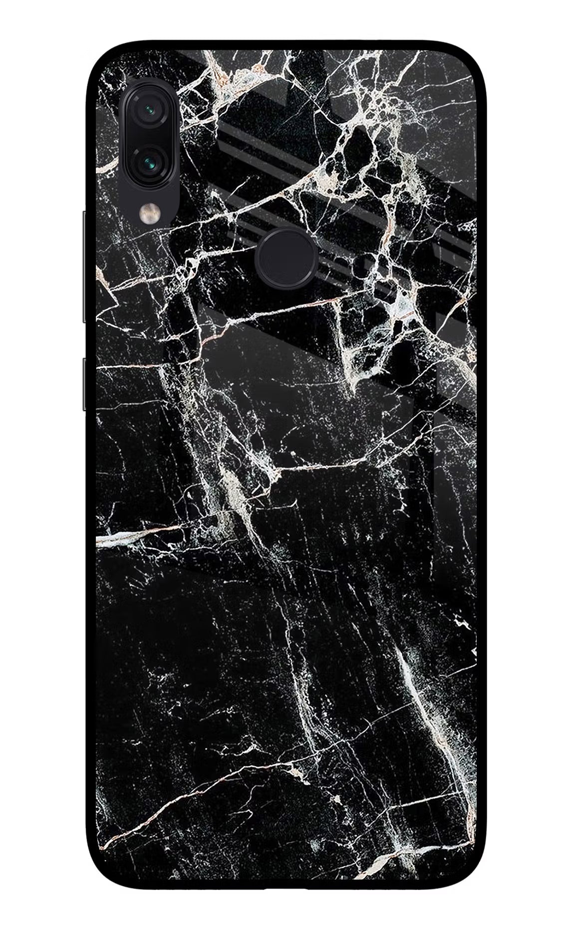 Black Marble Texture Redmi Note 7 Pro Glass Case Back Cover by Casekaro