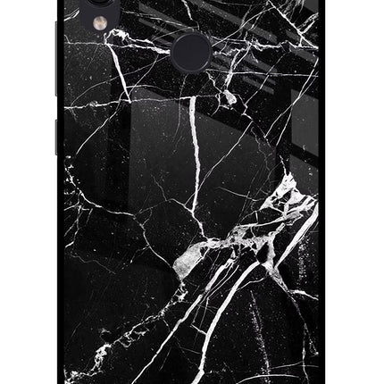 Black Marble Pattern Redmi Note 7 Pro Glass Case Back Cover by Casekaro