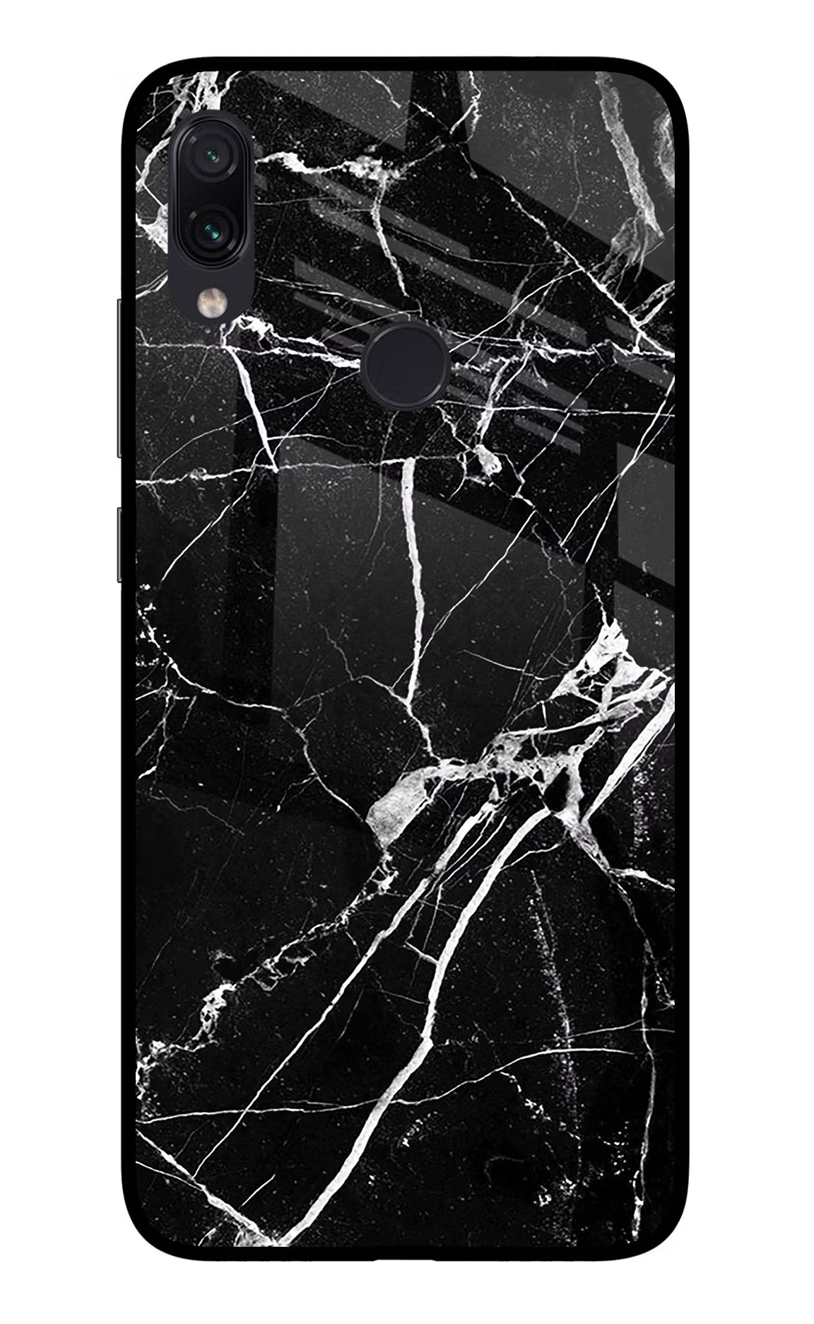 Black Marble Pattern Redmi Note 7 Pro Glass Case Back Cover by Casekaro