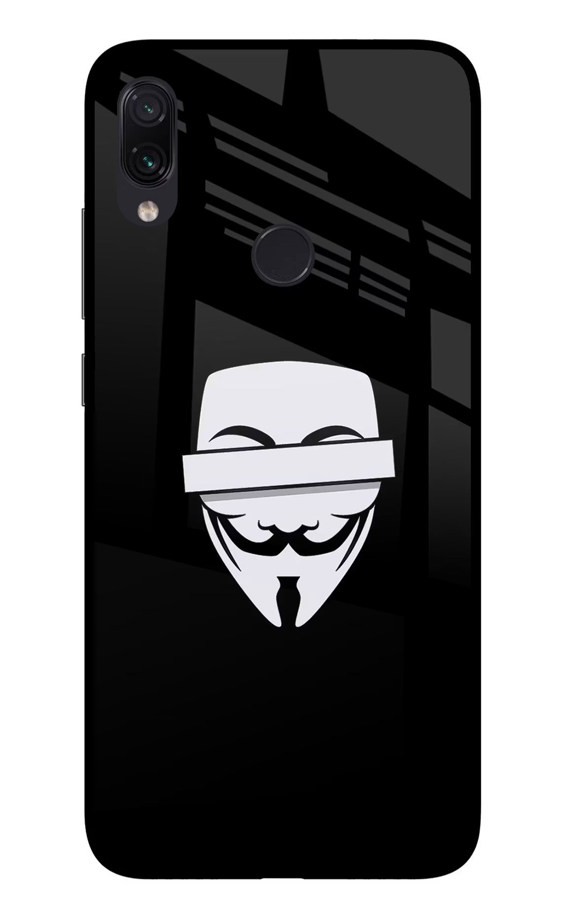 Anonymous Face Redmi Note 7 Pro Glass Case Back Cover by Casekaro