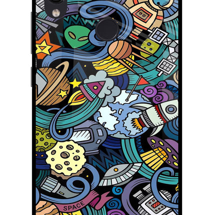 Space Abstract Redmi Note 7 Pro Glass Case Back Cover by Casekaro