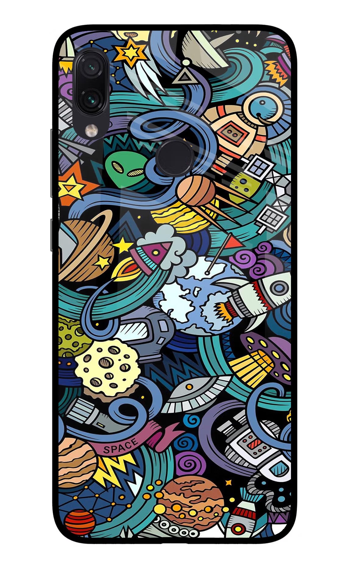 Space Abstract Redmi Note 7 Pro Glass Case Back Cover by Casekaro