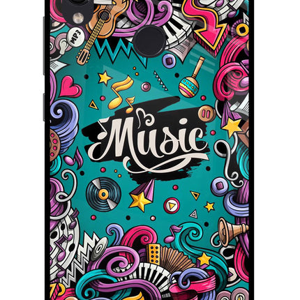 Music Graffiti Redmi Note 7 Pro Glass Case Back Cover by Casekaro