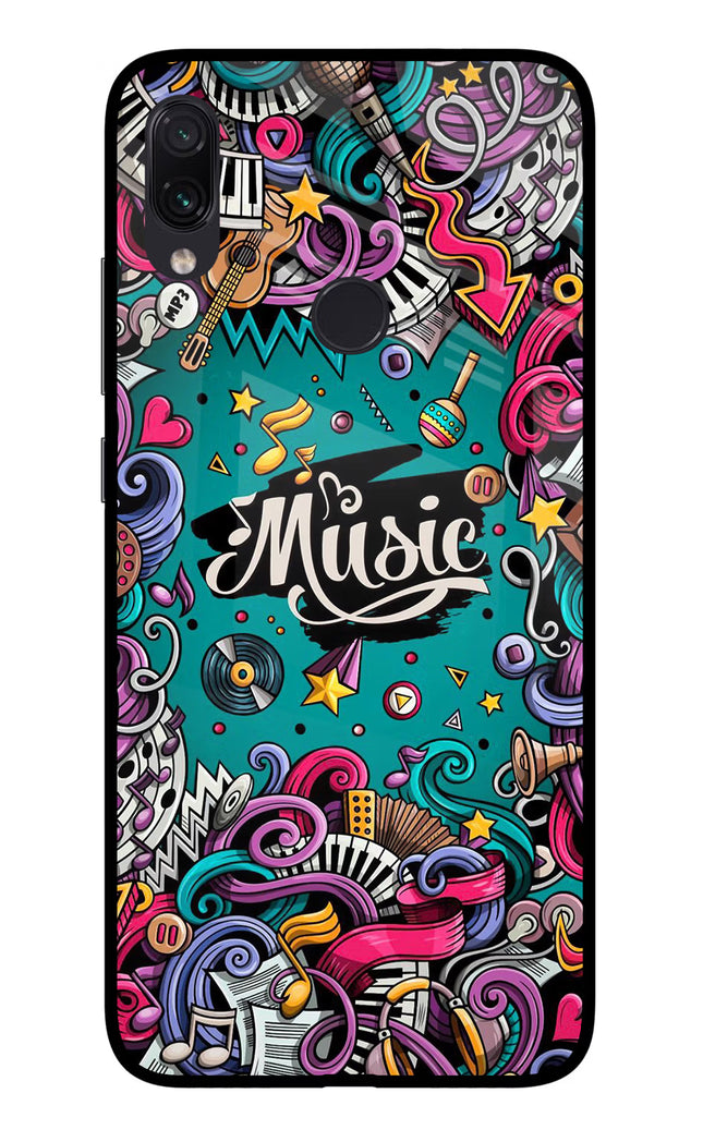 Music Graffiti Redmi Note 7 Pro Glass Case Back Cover by Casekaro