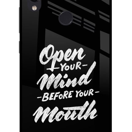 Open Your Mind Before Your Mouth Redmi Note 7 Pro Glass Case Back Cover by Casekaro