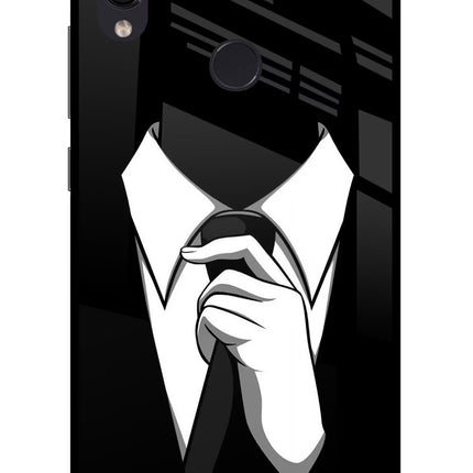Black Tie Redmi Note 7 Pro Glass Case Back Cover by Casekaro