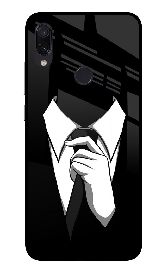 Black Tie Redmi Note 7 Pro Glass Case Back Cover by Casekaro
