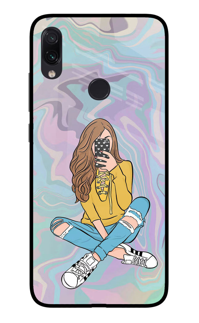 Selfie Girl Redmi Note 7 Pro Glass Case Back Cover by Casekaro