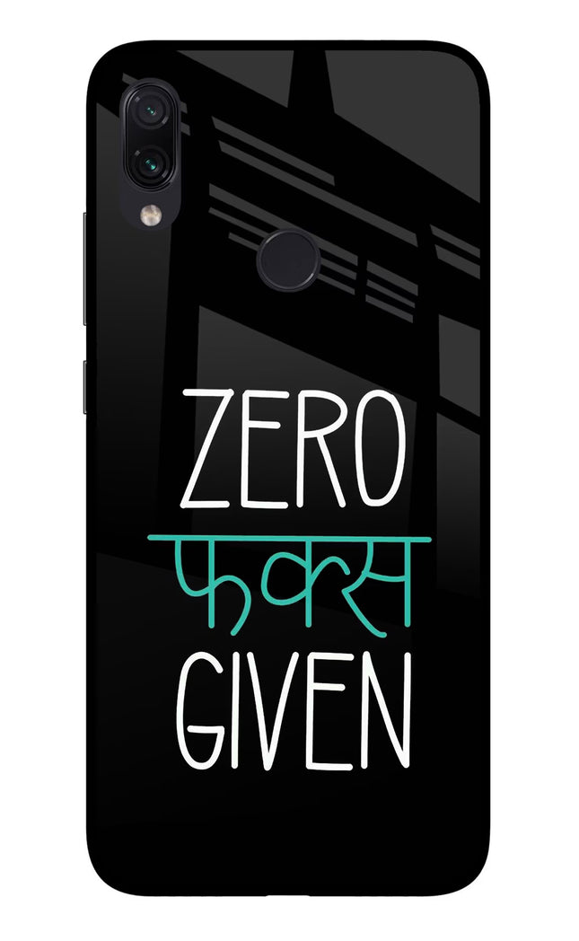 Zero Fucks Given Redmi Note 7 Pro Glass Case Back Cover by Casekaro