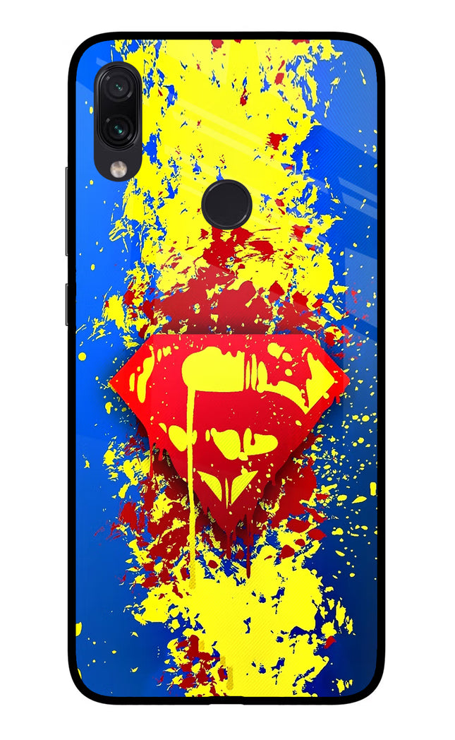 Superman logo Redmi Note 7 Pro Glass Case Back Cover by Casekaro