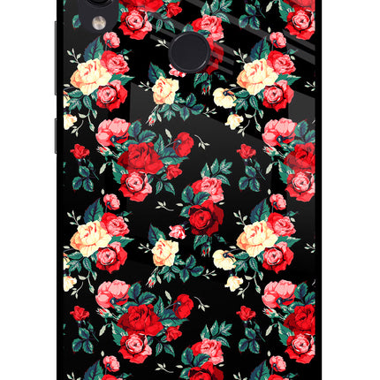 Rose Pattern Redmi Note 7 Pro Glass Case Back Cover by Casekaro