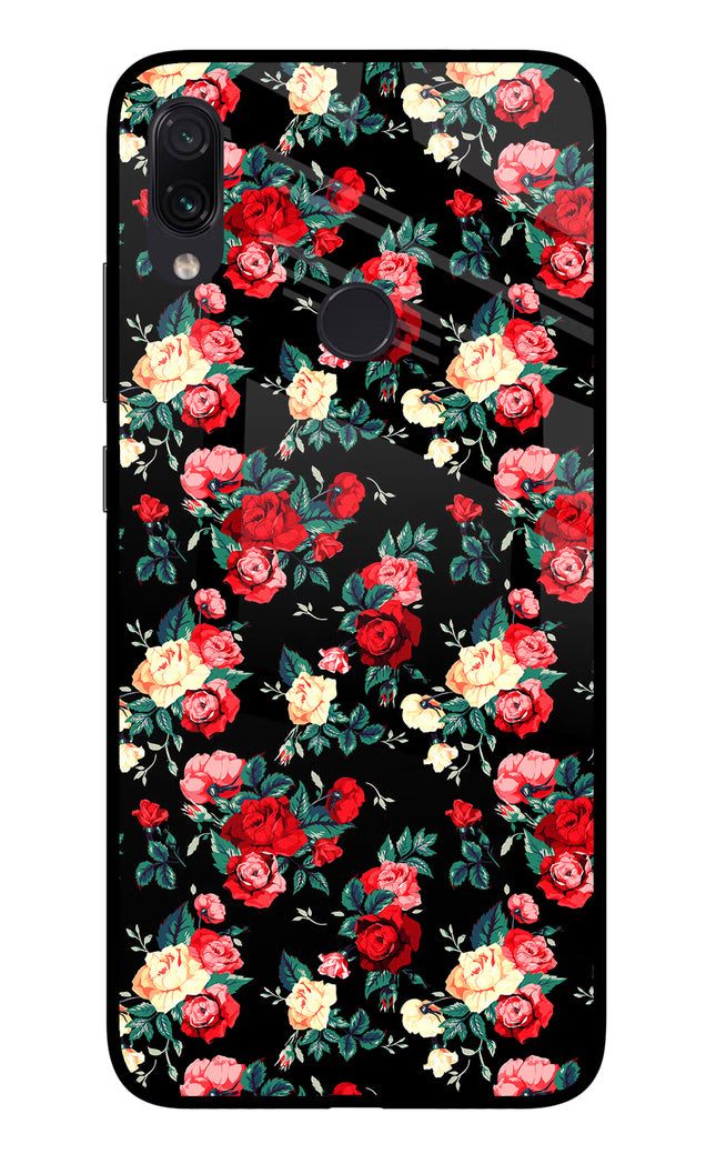 Rose Pattern Redmi Note 7 Pro Glass Case Back Cover by Casekaro
