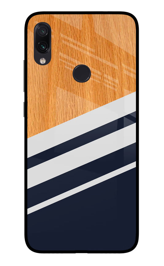 Blue and white wooden Redmi Note 7 Pro Glass Case