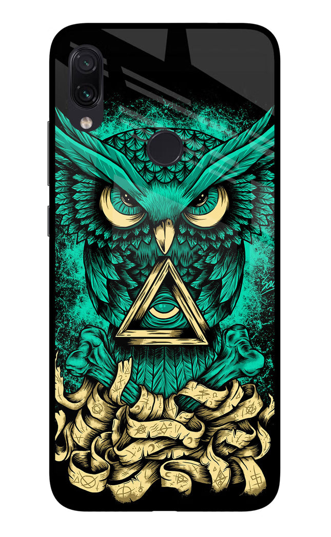 Green Owl Redmi Note 7 Pro Glass Case Back Cover by Casekaro