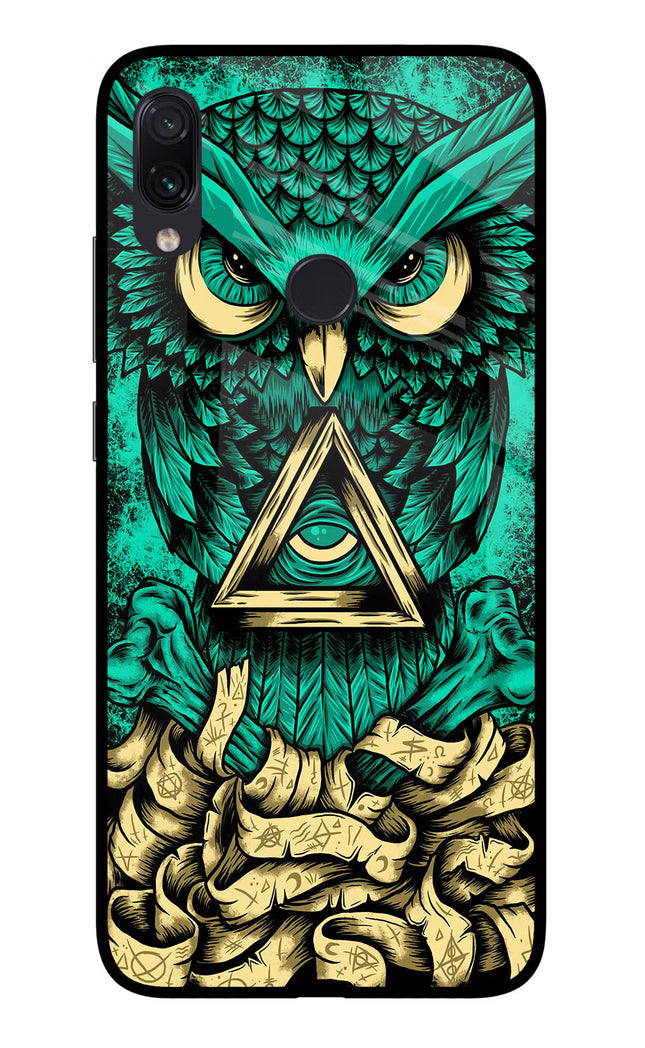 Green Owl Redmi Note 7 Pro Glass Case Back Cover by Casekaro