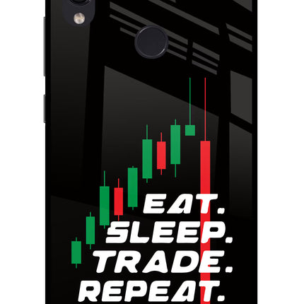 Eat Sleep Trade Repeat Redmi Note 7 Pro Glass Case Back Cover by Casekaro