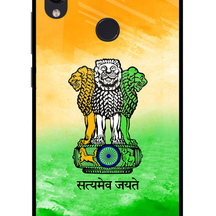 Satyamev Jayate Flag Redmi Note 7 Pro Glass Case Back Cover by Casekaro