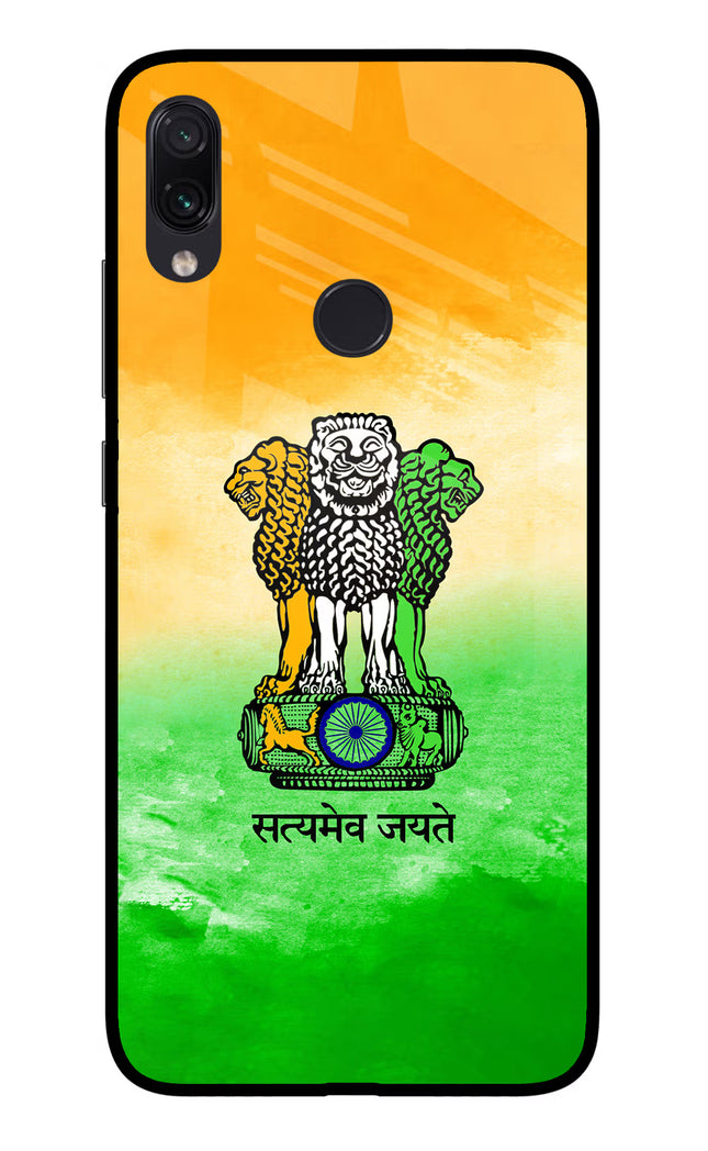Satyamev Jayate Flag Redmi Note 7 Pro Glass Case Back Cover by Casekaro