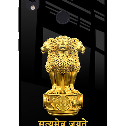 Satyamev Jayate Golden Redmi Note 7 Pro Glass Case Back Cover by Casekaro