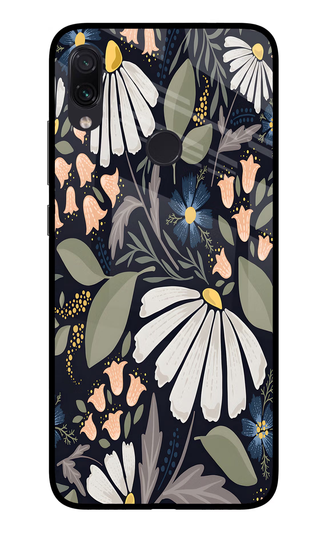 Flowers Art Redmi Note 7 Pro Glass Case Back Cover by Casekaro