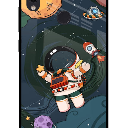 Cartoon Astronaut Redmi Note 7 Pro Glass Case Back Cover by Casekaro