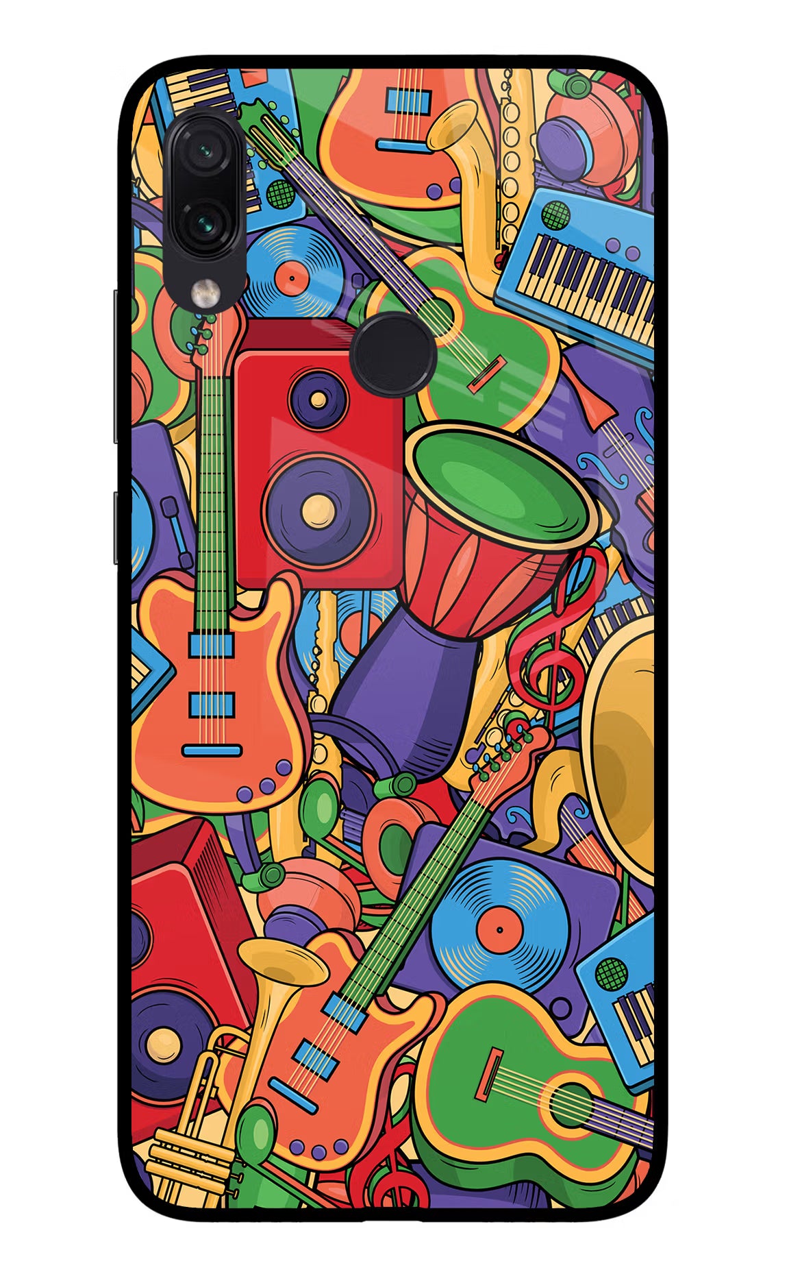 Music Instrument Doodle Redmi Note 7 Pro Glass Case