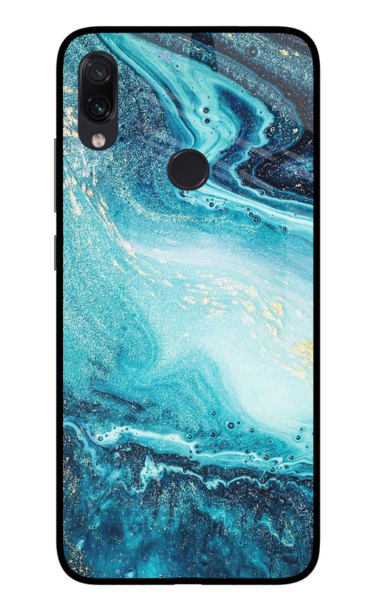 Blue Glitter Marble Redmi Note 7 Pro Glass Case