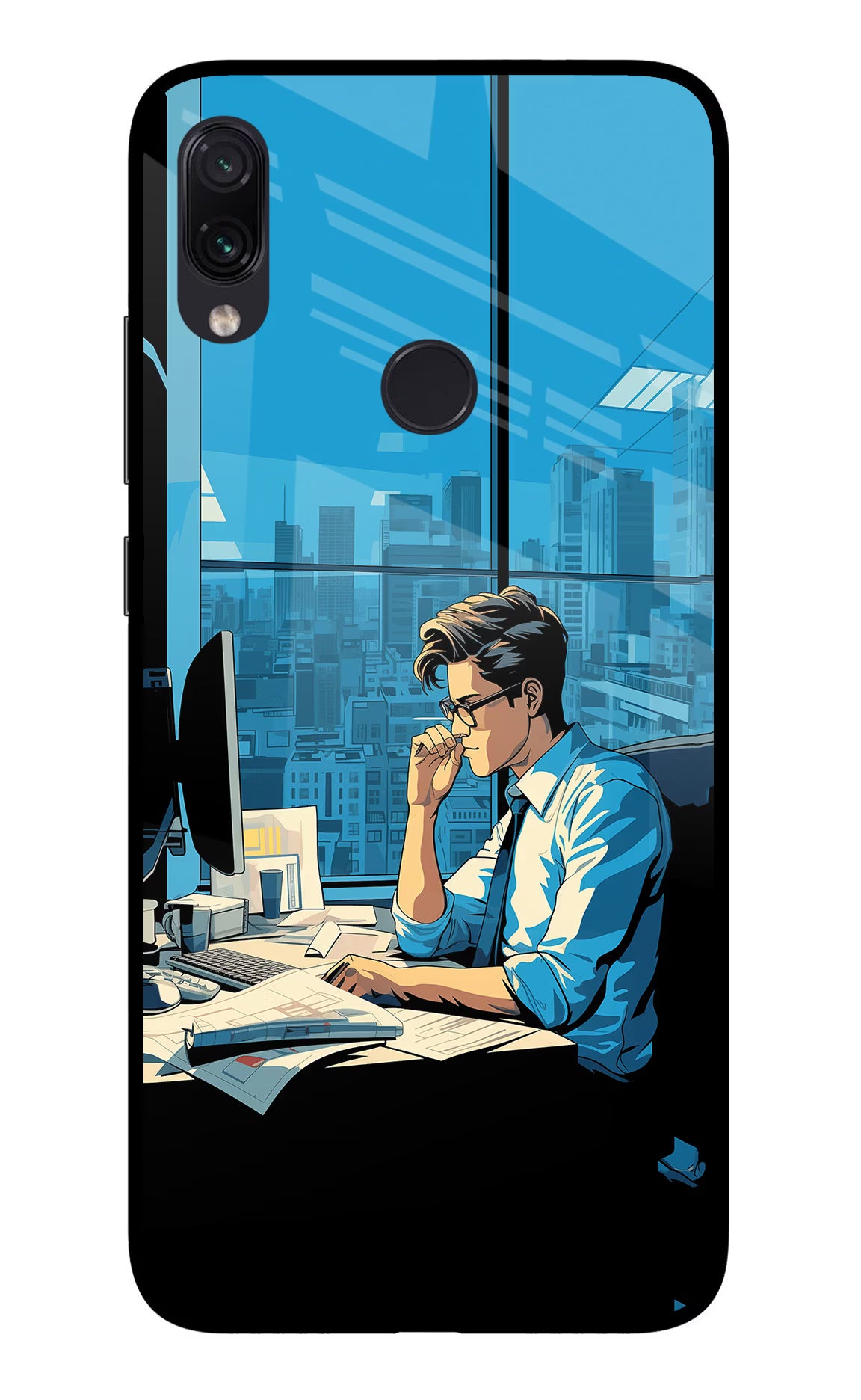Focused Hustler (AI Generated) Redmi Note 7 Pro Glass Case Back Cover by Casekaro