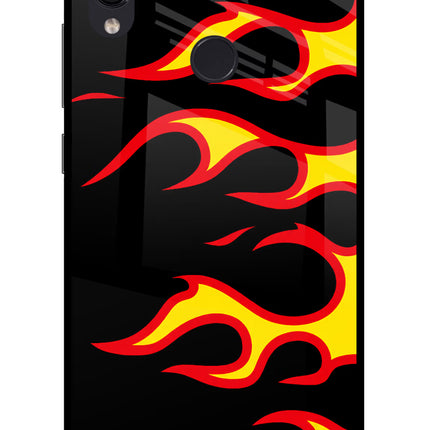 Side Sweep Flames Redmi Note 7 Pro Glass Case Back Cover by Casekaro