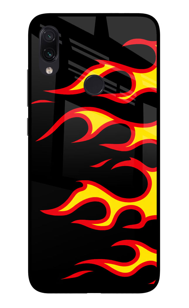 Side Sweep Flames Redmi Note 7 Pro Glass Case Back Cover by Casekaro