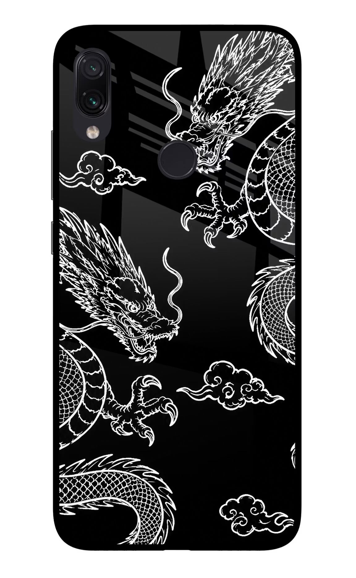 Twin Dragons Redmi Note 7 Pro Glass Case Back Cover by Casekaro
