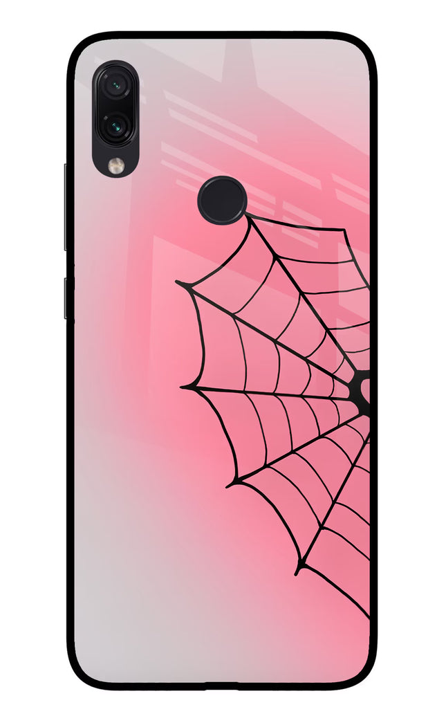 Pink Web Redmi Note 7 Pro Glass Case Back Cover by Casekaro