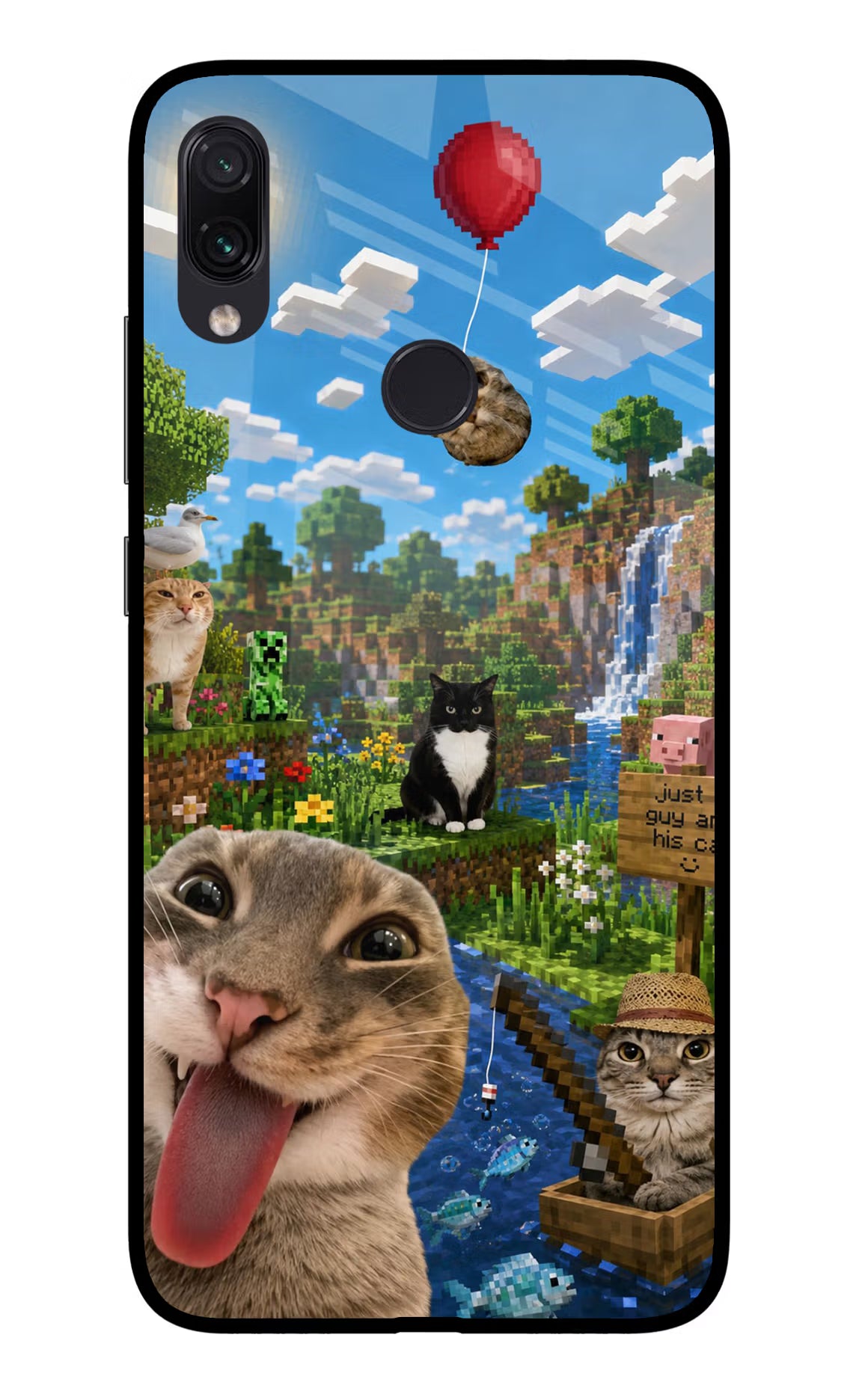 Minecraft Cat Chaos Redmi Note 7 Pro Glass Case