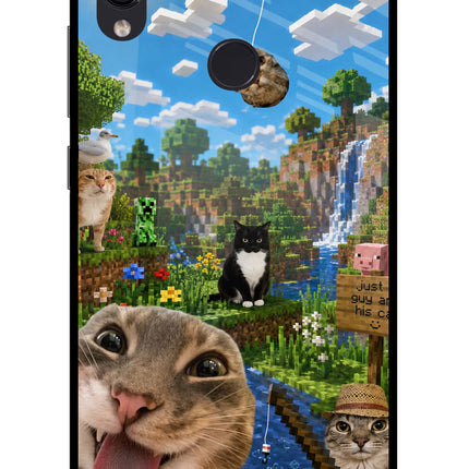Minecraft Cat Chaos Redmi Note 7 Pro Glass Case Back Cover by Casekaro