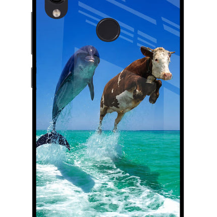 Dolphin vs Cow Redmi Note 7 Pro Glass Case Back Cover by Casekaro