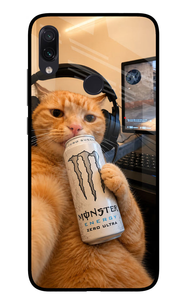 Gamer Cat Energy Redmi Note 7 Pro Glass Case Back Cover by Casekaro