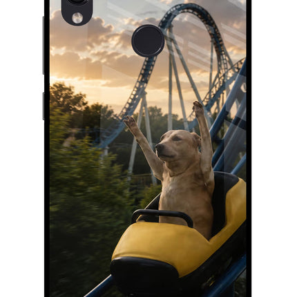 Rollercoaster Dog Redmi Note 7 Pro Glass Case Back Cover by Casekaro